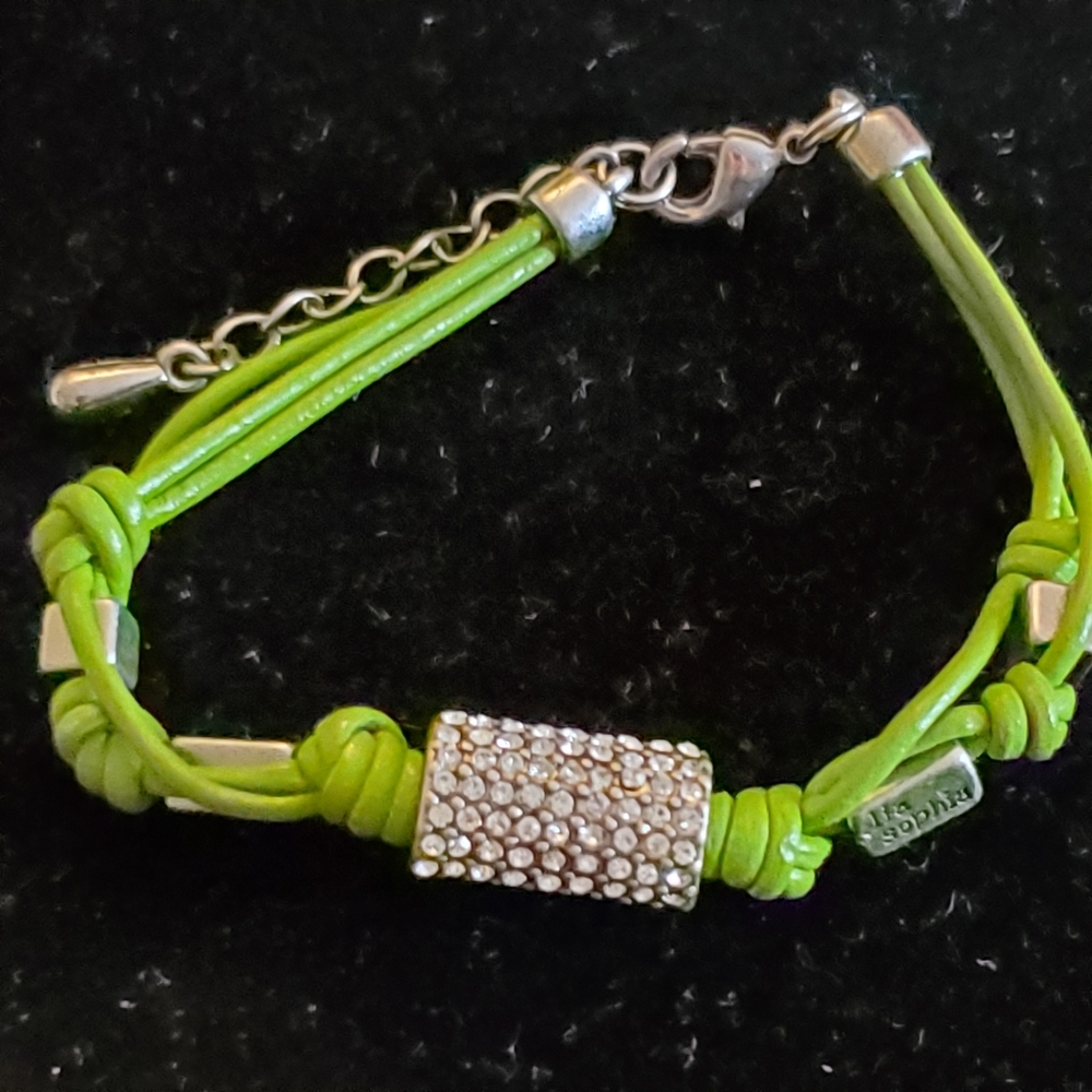 Lia Sophia silvertone lime green cord bracelet